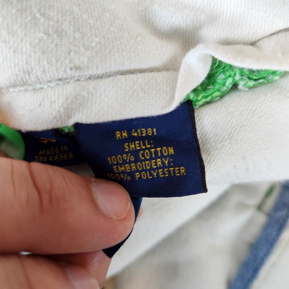 Polo Ralph Lauren Bedford Chino Shorts Men 35 Green Shark Sailboat Embroidered - Picture 10 of 14